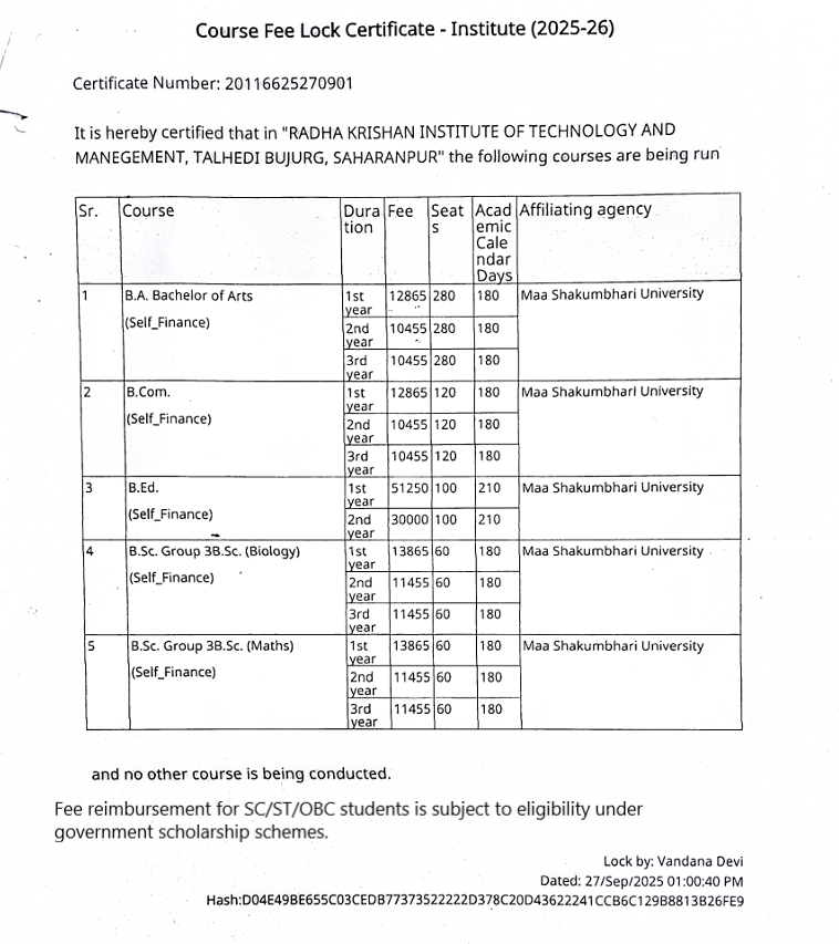 fee structure